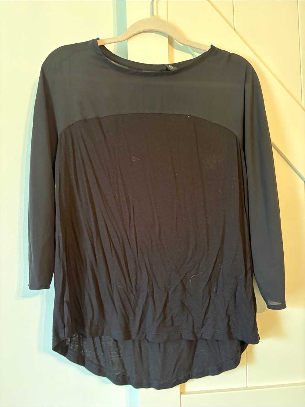 Black Long-Sleeve (Sheer at Top)Women’s Blouse - Classic Lightweight Top